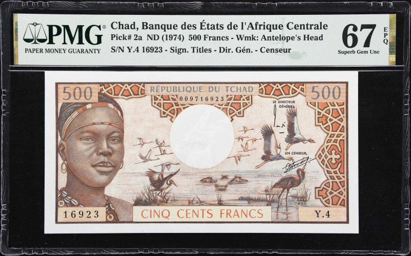 CHAD. Banque des Etats de l'Afrique Centrale. 500 Francs, ND (1974). P-2a. PMG S...