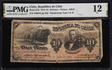 CHILE. Direccion del Tesoro. 10 Pesos, 1916. P-21b. PMG Fine 12.
Dated January 31st, 1916.

Estimate: $50.00- $100.00