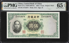CHINA--REPUBLIC. Lot of (2). Central Bank of China. 5 Yuan, 1936. P-217a. S/M#C300-97a. PMG Gem Uncirculated 65 EPQ.

Estimate: $100.00- $200.00