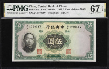 CHINA--REPUBLIC. Lot of (4). Central Bank of China. 5, 10 & 50 Yuan, 1936-42. P-217a, 219a, 244a & 245c. PMG Gem Uncirculated 65 EPQ to Superb Gem Unc...