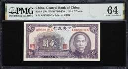 CHINA--REPUBLIC. Central Bank of China. 2 & 50 Yuan, 1941. P-230 & 242a. S/M#C300-150 & S/M#C300-166. PMG Choice About Uncirculated 58 & Choice Uncirc...