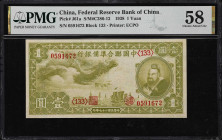 CHINA--PUPPET BANKS. Federal Reserve Bank of China. 1 Yuan, 1938. P-J61a. S/M#C286-12. PMG Choice About Uncirculated 58.

Estimate: $150.00- $200.00