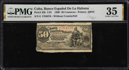 CUBA. Banco Espanol de la Habana. 50 Centavos, 1889. P-33b. U01. PMG Choice Very Fine 35.
PMG Comments "Minor Rust."

Estimate: $100.00- $200.00