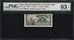 CUBA. Banco Espanol de la Isla de Cuba. 5 Centavos, 1896. P-45a. PMG Choice Uncirculated 63 EPQ.

Estimate: $100.00- $200.00