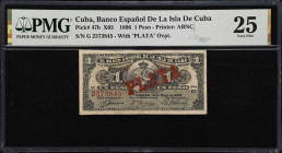 CUBA. Lot of (4). Banco Espanol de la Isla de Cuba. 10, 20 Centavos & 1 Peso, 1896-97. P-47b, 52 & 53. PMG Very Fine 25 to Choice Uncirculated 64 EPQ....