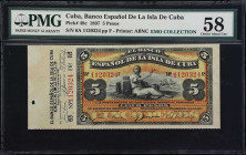 CUBA. Lot of (3). Banco Espanol de la Isla de Cuba. 5 Pesos, 1897. P-48c. PMG Choice About Uncirculated 58 & Choice Uncirculated 64 Net. Note Unaffect...
