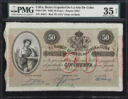 CUBA. Lot of (2). Banco Espanol de la Isla de Cuba. 10 & 50 Pesos, 1896. P-49c & 50b. PMG Choice Very Fine 35 NET & Choice About Uncirculated 58 Net. ...