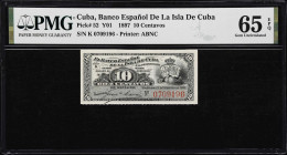 CUBA. Lot of (2). Banco Espanol de la Isla de Cuba. 10 Centavos, 1897. P-52. Y01. PMG Gem Uncirculated 65 EPQ.

Estimate: $100.00- $200.00
