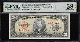 CUBA. Lot of (4). Banco Nacional de Cuba. 1, 20 & 100 Pesos, 1949-57. P-80a, 82a & 87b. PMG Choice About Uncirculated 58 EPQ & Gem Uncirculated 66 EPQ...