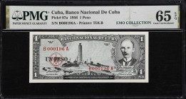CUBA. Lot of (2). Banco Nacional de Cuba. 1 Peso, 1953-56. P-86a & 87a. PMG Gem Uncirculated 65 EPQ & Gem Uncirculated 66 EPQ.

Estimate: $150.00- $...