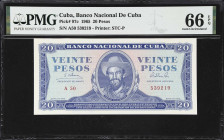 CUBA. Lot of (2). Banco Nacional de Cuba. 5 & 20 Pesos, 1965-87. P-97c & 103c. PMG Gem Uncirculated 66 EPQ & Superb Gem Uncirculated 67 EPQ.

Estima...