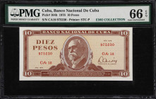 CUBA. Lot of (4). Banco Nacional de Cuba. 10 & 20 Pesos, 1978-91. P-104b, 104cs, 105c & 109s. PMG Gem Uncirculated 66 EPQ.

Estimate: $100.00- $200....