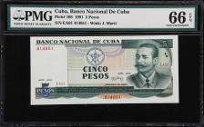 CUBA. Lot of (4). Banco Nacional de Cuba. 5, 10 & 20 Pesos, 1991. P-108, 109 & 110. PMG Gem Uncirculated 66 EPQ.

Estimate: $100.00- $200.00