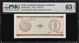 CUBA. Lot of (5). Banco Nacional de Cuba. 1, 3 & 10 Pesos, ND. P-FX22, FX32 & FX33. PMG Choice About Uncirculated 58 EPQ to Superb Gem Uncirculated 67...