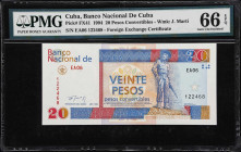 CUBA. Lot of (3). Banco Nacional de Cuba & Banco Central de Cuba. 20 Pesos Convertibles, 1994-2008. P-FX41, FX50a & FX50b. PMG Gem Uncirculated 66 EPQ...