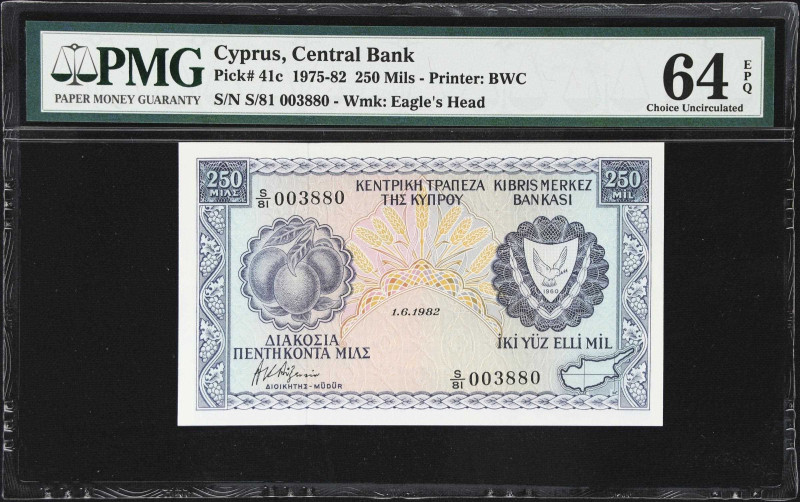 CYPRUS. Lot of (4). Central Bank of Cyprus. 10 Pounds, 250 & 500 Mils, 1979-2005...