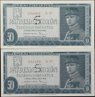 CZECHOSLOVAKIA. Lot of (2). Republika Ceskoslovenska. 50 Korun, 1948. P-66s. Specimens. Uncirculated.

Estimate: $300.00- $400.00