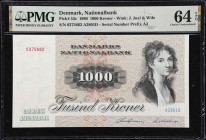 DENMARK. Danmarks Nationalbank. 1000 Kroner, 1980. P-53c. PMG Choice Uncirculated 64 EPQ.

Estimate: $300.00- $500.00