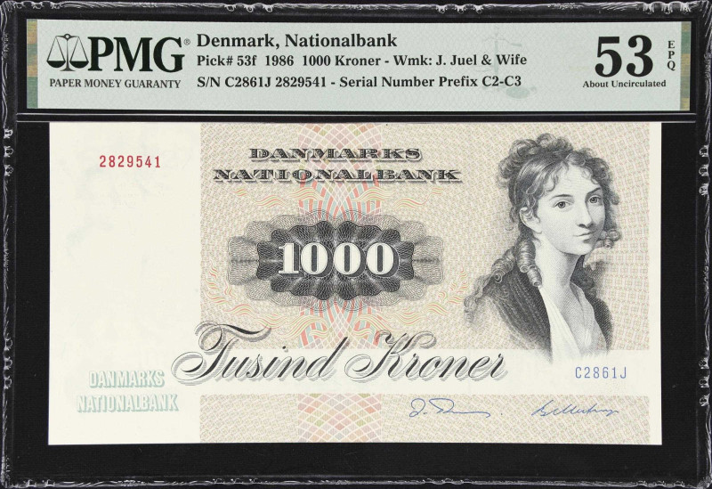 DENMARK. Danmarks Nationalbank. 1000 Kroner, 1986. P-53f. PMG About Uncirculated...