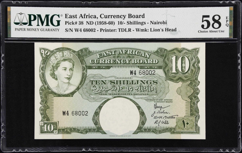 EAST AFRICA. East African Currency Board. 10 Shillings, ND (1958-60). P-38. PMG ...