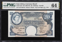 EAST AFRICA. East African Currency Board. 20 Shillings, ND (1962-63). P-43b. PMG Choice Uncirculated 64.

Estimate: $150.00- $250.00