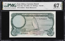 EAST AFRICA. East African Currency Board. 10 Shillings, ND (1964). P-46a. PMG Superb Gem Uncirculated 67 EPQ.

Estimate: $250.00- $500.00