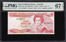 EAST CARIBBEAN STATES. Lot of (5). East Caribbean Currency Authority & Eastern Caribbean Central Bank. 1, 50 & 100 Dollars, ND (1965-2015). P-13g, 21u...