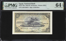 EGYPT. National Bank of Egypt. 25 Piastres, 1947. P-10d. PMG Choice Uncirculated 64 EPQ.
Dated December 1st, 1947.

Estimate: $200.00- $400.00