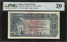 EGYPT. National Bank of Egypt. 1 Pound, 1924. P-12b. PMG Very Fine 20.
Dated January 20th, 1924. Printed by BWC. Signed by Hornsby. The Gate of Ptole...