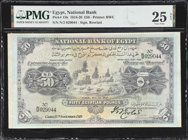 EGYPT. National Bank of Egypt. 50 Egyptian Pounds, 1919. P-15b. PMG Very Fine 25...