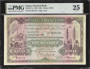EGYPT. National Bank of Egypt. 100 Pounds, 1936. P-17c. PMG Very Fine 25.
Printed by BWC. Signed by Cook. Dated June 4th, 1936. PMG Comments "Annotat...