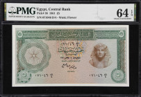 EGYPT. Central Bank of Egypt. 5 Egyptian Pounds, 1961. P-38. PMG Choice Uncirculated 64 EPQ.

Estimate: $150.00- $200.00
