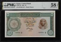 EGYPT. Central Bank of Egypt. 5 Pounds, 1961. P-38. PMG Choice About Uncirculated 58 EPQ.

Estimate: $300.00- $500.00