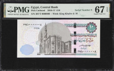 EGYPT. Lot of (3). Arab Republic of Egypt & Central Bank of Egypt. 5 Piastres, 5 & 10 Pounds, 1940-2017 (ND 1997-98). P-63c, 185 & Unlisted. Serial Nu...
