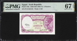 EGYPT. United Arab Republic. 5 Piastres, 1940 (ND 1958-71). P-176c. PMG Superb Gem Uncirculated 67 EPQ.

Estimate: $50.00- $100.00