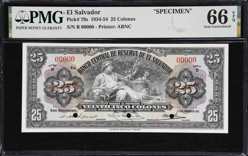 EL SALVADOR. Banco Central de Reserva de El Salvador. 25 Colones, 1951. P-79s. S...