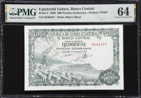 EQUATORIAL GUINEA. Banco Central - Republica de Guinea Ecuatorial. 500 Pesetas Guineanas, 1969. P-2. PMG Choice Uncirculated 64.

Estimate: $75.00- ...