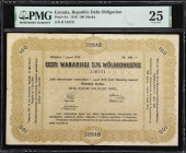 ESTONIA. Eesti Wabariigi. 100 Marka, 1919. P-9A. PMG Very Fine 25.
Republic debt obligation.
From the Al Kugel Collection.

Estimate: $150.00- $25...