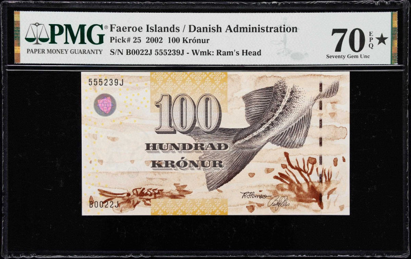 FAEROE ISLANDS. Faeroe Islands Government. 100 Kronur, 2002. P-25. PMG Perfect S...