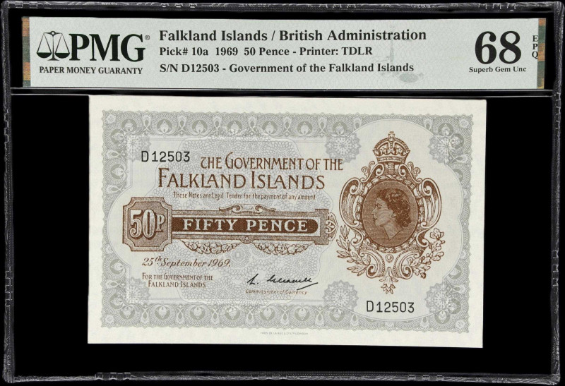 FALKLAND ISLANDS. Lot of (2). Government of the Falkland Islands. 50 Pence & 1 P...