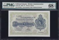 FALKLAND ISLANDS. Government of the Falkland Islands. 1 Pound, 1982. P-8d. PMG Superb Gem Uncirculated 68 EPQ.

Estimate: $150.00- $250.00