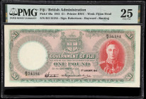 FIJI. Lot of (3). Government of Fiji & Central Monetary Authority of Fiji. 1 Pound, 1 Shilling, & 2 Dollars, ND (1941-74). P-40a, 49a & 72b. PMG Very ...