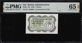 FIJI. British Administration. 1 Penny, 1942. P-47a. PMG Gem Uncirculated 65 EPQ.

Estimate: $75.00- $100.00