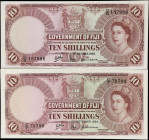 FIJI. Lot of (2). Government of Fiji. 10 Shillings, 1964-65. P-52d & 52e. Extremely Fine.

Estimate: $100.00- $200.00