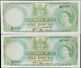 FIJI. Lot of (2). Government of Fiji. 1 Pound, 1964-67. P-53f & 53i. About Uncirculated.

Estimate: $300.00- $500.00