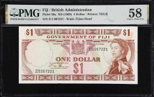 FIJI. Government of Fiji. 1 Dollar, ND (1969). P-59a. PMG Choice About Uncirculated 58.

Estimate: $50.00- $75.00