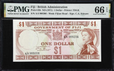 FIJI. Government of Fiji. 1 Dollar, ND (1971). P-65b. PMG Gem Uncirculated 66 EPQ.

Estimate: $100.00- $200.00