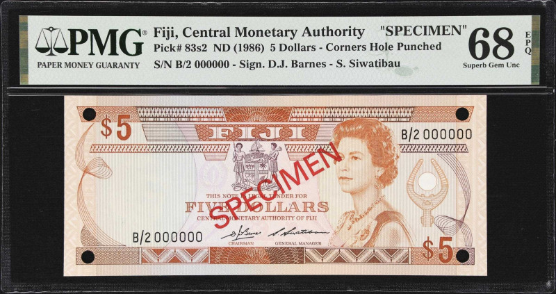 FIJI. Lot of (2). Central Monetary Authority of Fiji & Reserve Bank of Fiji. 5 &...