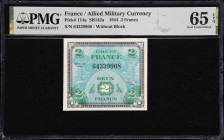 FRANCE. Lot of (4). Allied Forces. 2, 5, 10 & 100 Francs, 1944. P-114a, 115a, 116a & 123c. PMG Choice Uncirculated 64 & Gem Uncirculated 65 EPQ.

Es...