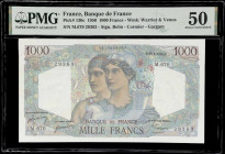 FRANCE. Lot of (4). Banque de France. 10, 200 & 1000 Francs, 1950-87. P-130c, 147a, 147c & 155b. PMG About Uncirculated 50 to Choice Uncirculated 64 E...